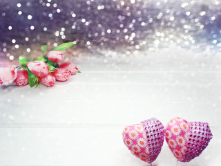 hearts and tulips flower background valentine's day love