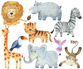 Stickers pour porte Zoo Ensemble d& 39 animaux de safari