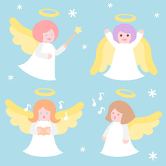Angel cartoon in winter - pastel