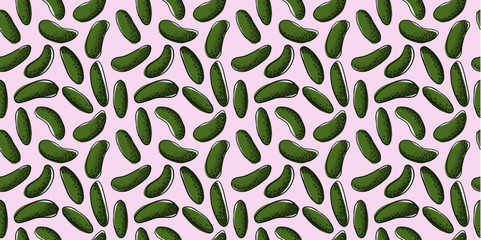 Pickle pattern wallpaper vector, pink background, green pickle, illustration, background pattern, national pickle day