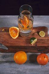 Detox fruit infused flavored water. Healthy concept.