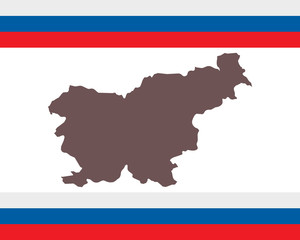 Fototapeta premium Landkarte von Slowenien auf Hintergrund mit Fahne