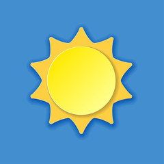 Summer vector elements with paper cut flat folding style of sun, Cloudy isolated in blue background. Vector illustration.