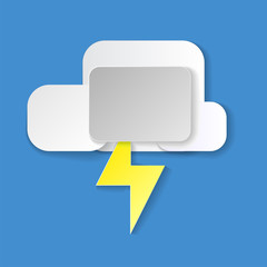 Summer vector elements with paper cut flat folding style of sun, Cloudy isolated in blue background. Vector illustration.