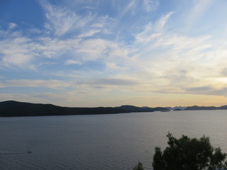 Sea above the mediterranean islands in sunset