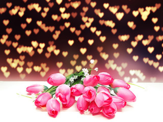 hearts and tulips flowers background valentine's day love