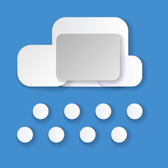 Summer vector elements with paper cut flat folding style of sun, Cloudy isolated in blue background. Vector illustration.