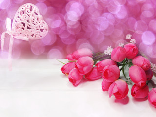 hearts and tulips flower background valentine's day love