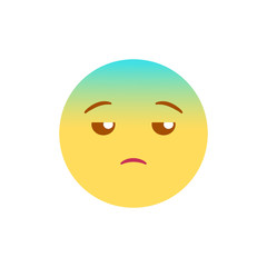 Vector illustration, yellow and blue gradient emoji. Isolated on white background. Ideal for unhappy, tiring and other negative concepts.