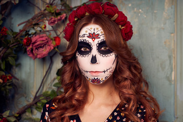 Day of dead holiday. Halloween. People in costume