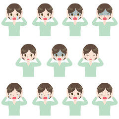 泣く　嘆く　若い女性