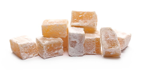 Turkish delights with vanilla isolated on white background