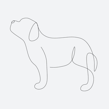 recommend clip art: Puppy animal one line drawing, vector illustration