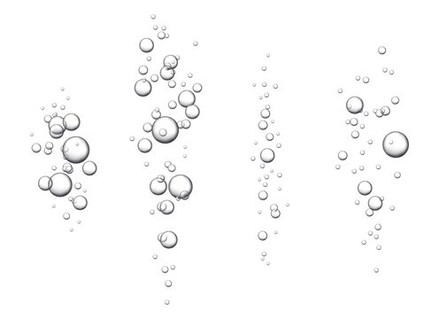 Set of fizzy drink isolated on white background. Vector illustration of oxygen bubbles texture.