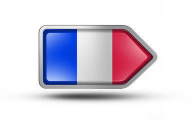 Arrow button flag of France isolated on white background.