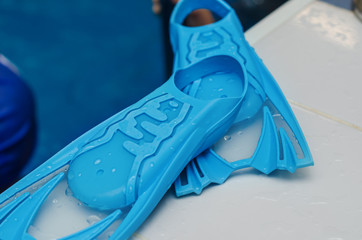 blue swimming flippers for swimming