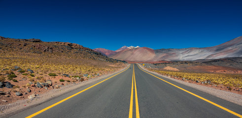 Road into the desert of Atacama, Chile