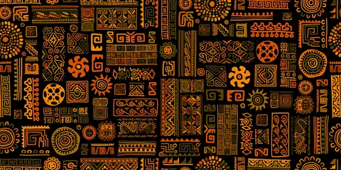 Deurstickers Etnische stijl Etnisch handgemaakt ornament, naadloos patroon