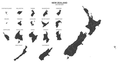 political map of New Zealand isolated on white background © agrus