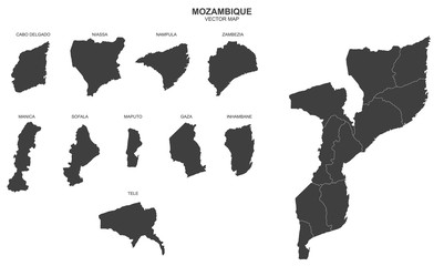 political map of Mozambique isolated on white background
