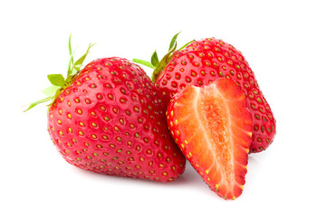 Strawberries isolated on white.