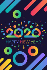 2020 Happy New Year Colorful Invitation Banner