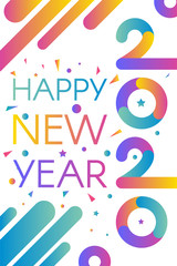 2020 Happy New Year Decorated Confetti Banner
