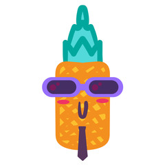 Punk pineapple cartoon vector emoji