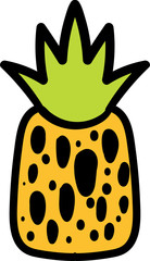 Ripe pineapple hand drawn vector illustration