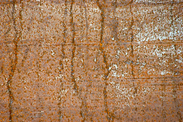 The texture of rusty metal. Sheets of old rusty metal with stains and smudges.