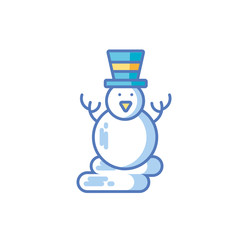 cute snowman with hat on white background