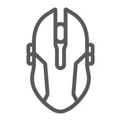 Gaming mouse line icon, game and device, computer mouse sign, vector graphics, a linear pattern on a white background.