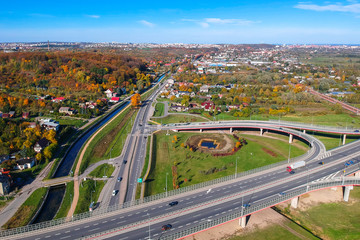 Aerial view of the highway viaduct in Gdansk, Poland