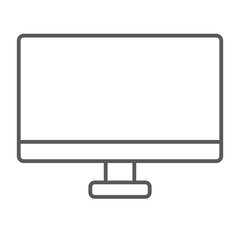 Monitor thin line icon, desktop and device, computer display sign, vector graphics, a linear pattern on a white background.