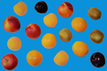 Fondo azul zon fruta variada