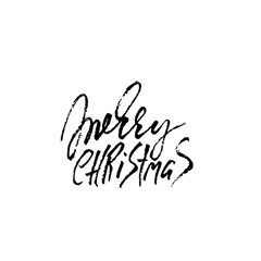 Merry Christmas. Holiday modern dry brush ink lettering for greeting card. Vector illustration.