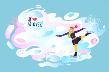 Winter sport vector illustration. I love winter
