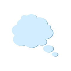Blue empty blank speech bubble, thinking balloon shape of a balloon on a white background. Vector illustration for design.