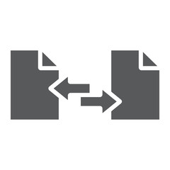 File sharing glyph icon, document and computer, file sending sign, vector graphics, a solid pattern on a white background.