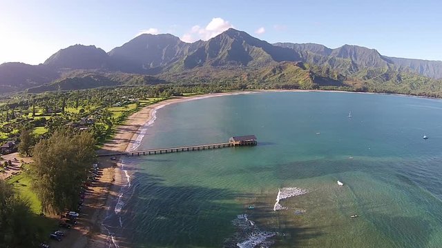 Aerial view of Hanalei Bay, Kauai, Hawaii, USA