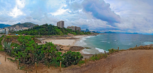 Panorama from the Pedra do Arpoador to the Copacabana Fort in Rio de Janeiro