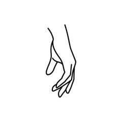 Woman's Hand icon line. Vector Illustration of female hand. Lineart in a trendy minimalist style.