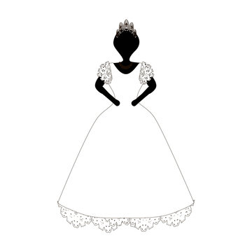 Bride. Beautiful girl in a dress. Vector illustration on isolated background.