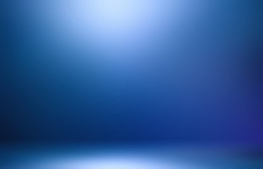 Magical night illumination blue room 3d background. Plain template. Secret studio illustration. Abstract graphic. 