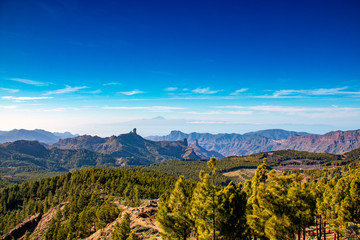 Panoramic of the mountains at the summit of Gran Canaria - obrazy, fototapety, plakaty
