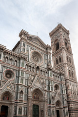 Fototapeta premium Florence, UNESCO Heritage and home to the Italian Renaissance, full of famous monuments and works of art all over the world: detail of Cathedral of “Santa Maria del Fiore”.