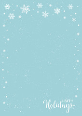 Winter holidays or Christmas background with snowflakes. Winter card design.