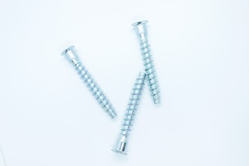 Screw bolt located on a white background