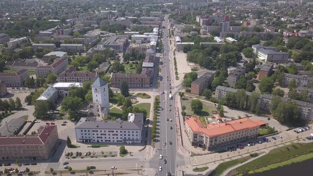 Aerial view of Jelgava city Latvia Zemgale drone top view 4K UHD video
