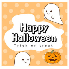 Happy Halloween background with cute spooky spirits ghosts.